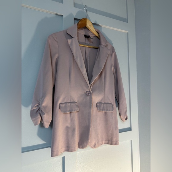 Mauve Stretch Blazer With Single Button Closure - Picture 5 of 9